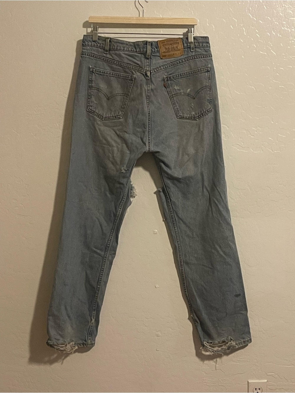 Vintage LEVIS 505 Orange-Tab Aged Jeans 36/32 Light Stonewash Faded Distressed